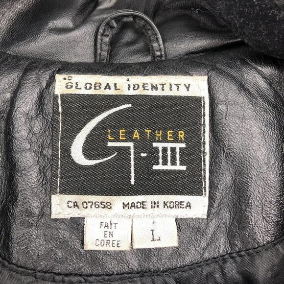 G-III Vintage Black  1980s Leather w/ Paisley Suede Trim Trench Coat LG - Picture 3 of 15